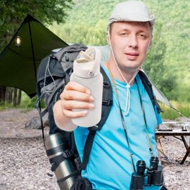 Vacuum Insulated Water Bottle, Double Wall Gym Water Bottle with Straw and Handle Lid, 650ml Outdoor Bottle for Cycling, Sports, Running