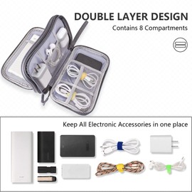 Teskyer Cable Organizer Bag, Portable Travel Cord Organizer case, All in One Waterproof Electronics Accessories Storage Bag for Cables, Chargers, Earphones, Hard Drives, 8.5 x 5 inch