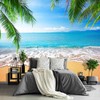 Fightal - Beautiful Beach Mural Living Room couches Extra Large Wall murals Bedroom Underwater Ocean Wallpaper Palm Tree Picture Art Decor Paintings -151"x105"（It's not Peel and Stick.）