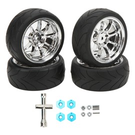 4PCS RC Car Tires,1/10 RC Wheels Strong Cushioning RC Tires Rubber,RC Car Accessories for Most 1/10 Flat Sports Car(A Tire)