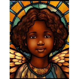 GOLDyyFROG Full Round Drill Black Angel 5D Diamond Art Painting Kits by Number for Adults Stained Glass Style Crystal Beads Mosaic Painting Rhinestone Embroidery Craft Kits for Decor 12x16 inch