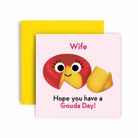Huxters Birthday Cards for Women – Gouda to Me Birthday Wife Happy Birthday Card for Birthday, Wedding AnniversaryWife Birthday Card with Lovely Red Envelope – Funny Anniversary Card (Wife)