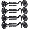 Door Latch Hook and Eye 4 Pack, 4 inch Barn Door Lock Black, Heavy Duty Stainless Steel Solid Bedroom Door Hook Lock Latch with Screws for Gate Cabin Window