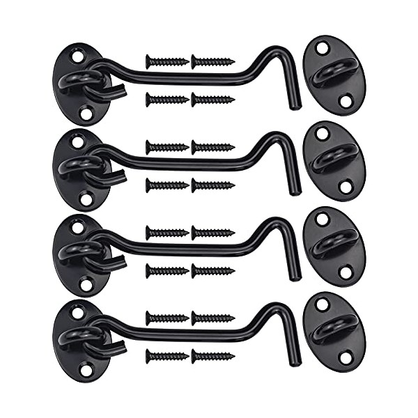 Door Latch Hook and Eye 4 Pack, 4 inch Barn