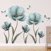 Dreamy Blue Flower Wall Stickers Creative Painted Butterflies Wall Decals