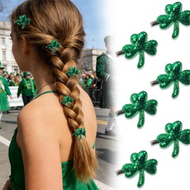 6Pcs St.Patrick's Day Hair Clips Glitter Green Clover Hair Claws with Sequins Designs Non Slip Strong Alligator Clips Lucky Irish Shamrock Hair Accessories for Holiday Party Favor Gifts