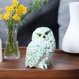 XKFLAUHM Snowy White Owl Statue and Figurine for Home Decoration Owl Decor for Office Shelf Bookshelf Table Decor Accents Cute Realistic Owl Ornament Gifts for Bird Lover Owl