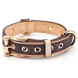 blu&ben Leather Dog Collars Classic Soft Padded Leather Stylish Breathable Collar for Small Medium Large Dogs