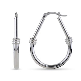 LeCalla 925 Sterling Silver Hoop Earrings Lightweight Italian Design Oval Classic Hoops Earring for Women - 35mm