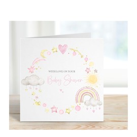 PINK Baby Shower Card stars clouds, Mummy To Be, Baby Boy, Congratulations Card, Pregnancy Congratulations Card, Parents To Be Card, Bun In Oven, Expecting a Baby, New Baby News, Soon to be Mum