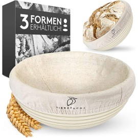 Liebspecht® High-Quality Proofing Basket, Round (diameter 25 cm), Wicker Proofing Basket With Washable Linen Insert, Ideal for 1 kg of Dough, the Perfect Bread Baking Accessory, Natural Fermentation Basket, Bread Basket