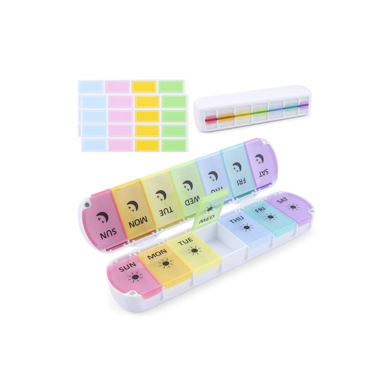 Foldable 7-Day AM/PM Pill Organiser, Magnetic, Travel