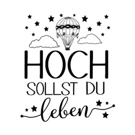 NEWSTAMPS Stamp Hoch sollst Du leben Motif Stamp Large Wooden & Rubber for Cards and Gifts Making, Wooden Stamp for Birthdays, Saying Stamp, Text Stamp, Scrapbook, Textile Stamp, Decoration