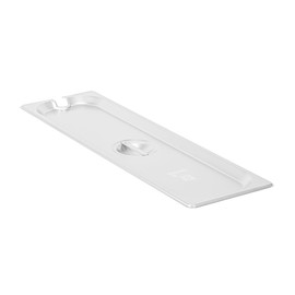 Restaurantware-LIDS ONLY: Kitchen Tek 20.8 x 6.4 Inch Steam Table Pan Covers, 12 NSF Hotel Pan Covers - 1/2 Size Long Pans Sold Separately, with Handle, Stainless Steel Slotted Food Pan Lids