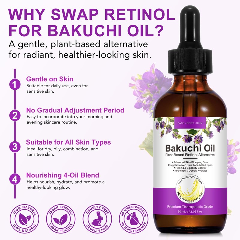 Bakuchiol Oil – Plant Based Retinol Alternative Serum 60ml