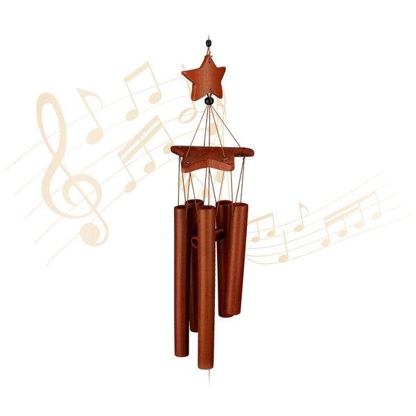 Relaxdays Wind Chime Bamboo, 100%, Brown, 63 x 9.5 x 8cm