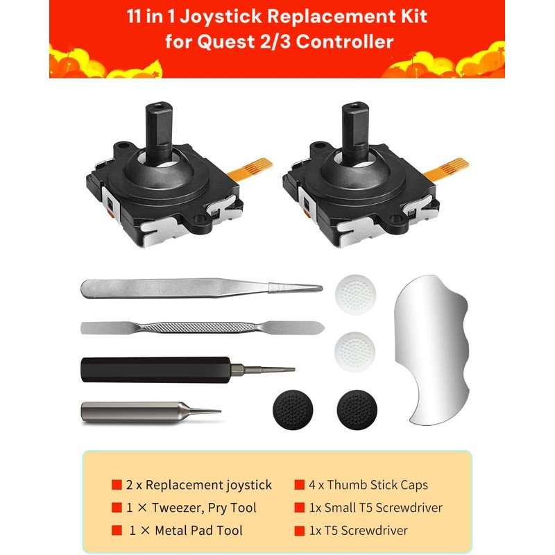 Joystick Replacement Kit for Oculus Quest 2/3 Controller, Repair Kit