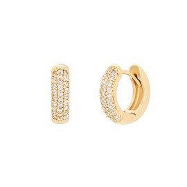 NOELANI 2030073 Women's Creole Earrings 925 Sterling Silver with Synthetic Zirconia 1.1 cm, Gold, Comes in Jewellery Gift Box, Sterling Silver, Cubic Zirconia