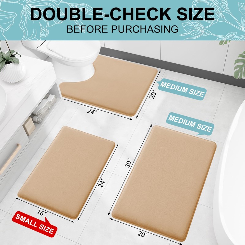 Smiry Alfombrilla de baño de espuma viscoelástica 24 x 16