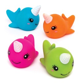 Baker Ross Unicorn Whale Water Splashes (Pack of 4) - Floating Rubber Splashes for Kids for Bath or Swimming Pool
