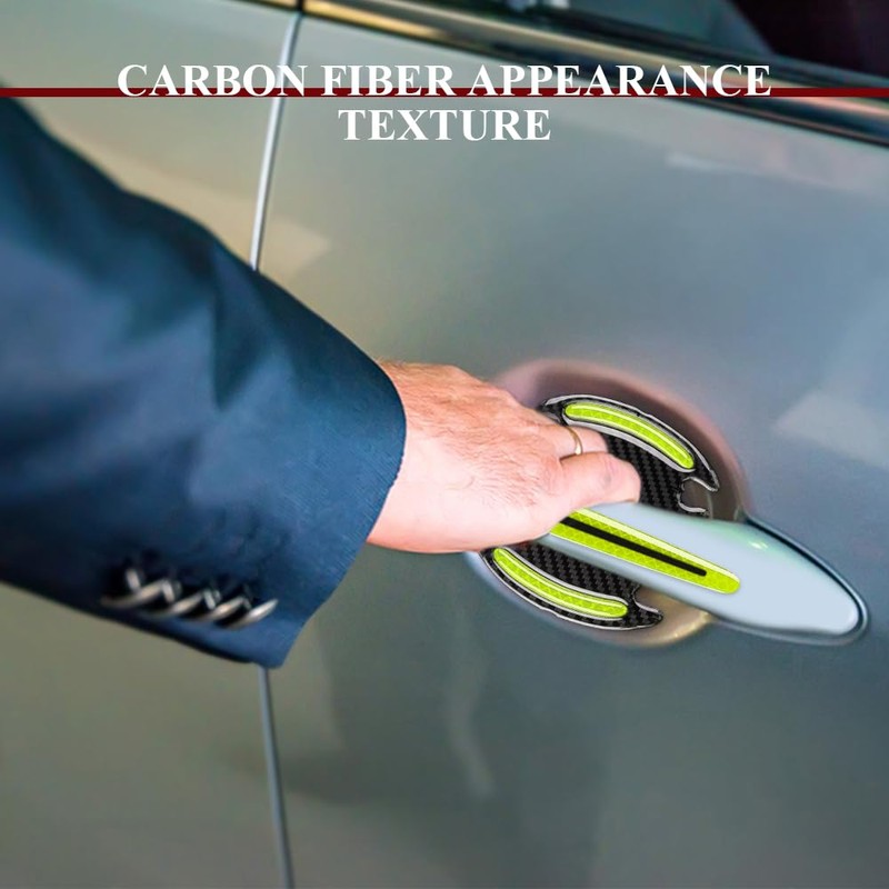 QZTYTY 8PCS Car Door Handle Protector Reflective Stickers, Universal 3D