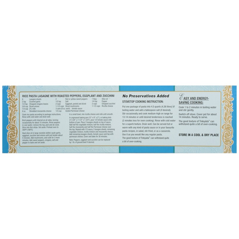 Tinkyada, Brown Rice Pasta with Rice Bran, Lasagne, 280 g