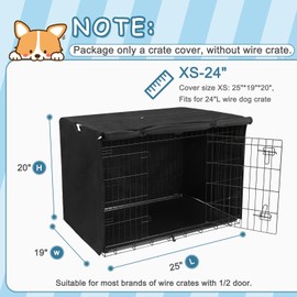 Deblue Heavy-Duty Dog Crate Cover, Privacy Pet Kennel Cover Universal Fits for 24 Inches Wire Cage, Polyester Crate Cover Fit for 1 2 3 Doors Crate (Tan)