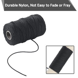 tenn well 1.5mm Roman Blind Cord, 328 Feet Braided Cord Blind Nylon String Pull Cord for Blind Shade, Picture Hanging, Bracelet Making and Crafts (Black)