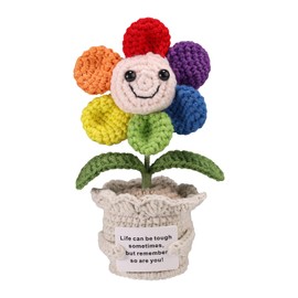 TOYMIS Positive Sunflower, Multi-Color Sunflower Crochet Emotional Doll Support Positive Plant Crochet for Encouraging Gift Home Office Decor Back to School Gift