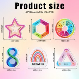 Savita 24pcs Anxiety Sensory Stickers, 6 Styles Fidget Textured Strips Reusable Sensory Calm Strips Textured Sensory Adhesive Strips for Adults Teens School Classroom Must Haves