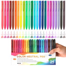 ZZWUAPT Retractable Gel Pens,Colored Gel Pens 24 Color Set Colorful Multi-color Ink 0.5mm Fine Point Comfort Grip Quick Drying for Journals Notebooks Planners Calendars Notes Drawing Crafts