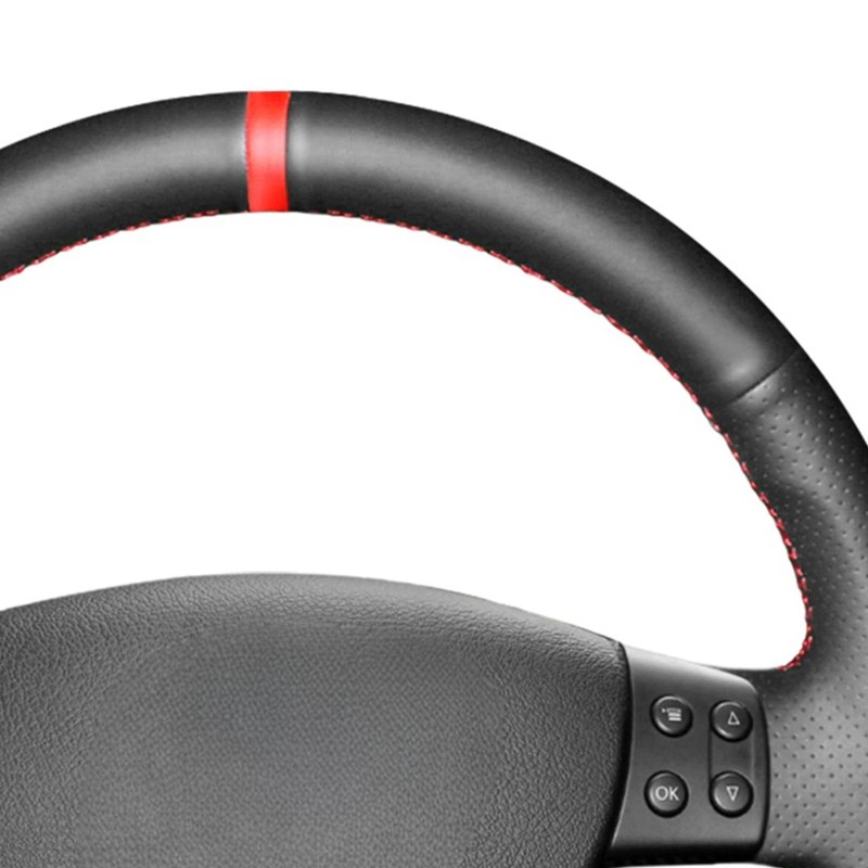 MEWANT DStitched Black PU Leather Steering Wheel Cover for Golf