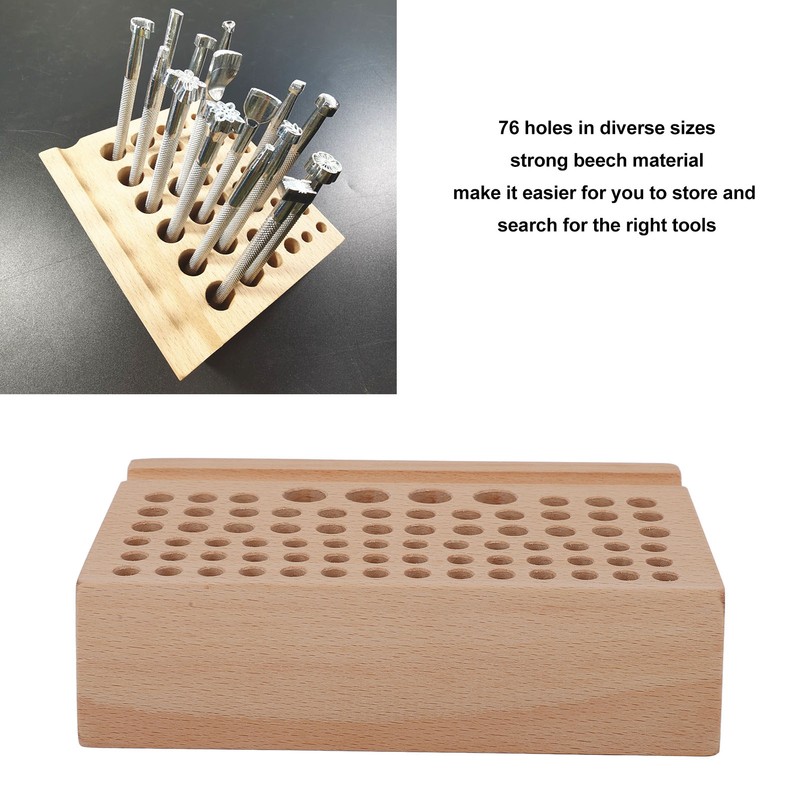 Leather Craft Tool Holder 76 Holes Durable Beech Diverse Sizes
