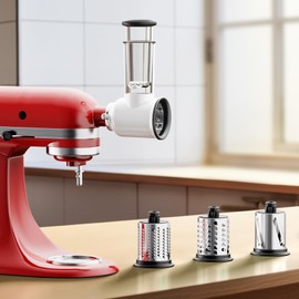 Cofun Slicer Shredder Attachment for Kitchenaid Stand Mixer, Cheese Grater Attachment, Food Slicer Salad Maker for Kitchen aid Mixer Accessories and Attachments with 3 Blades