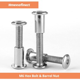 Hmevsafinect 10-Pack M6-1.0 x 30mm Rivet Countersunk Hex Head Socket Cap Bolt and Barrel Nut for Furniture (M6 x 30mm 10-Pack)