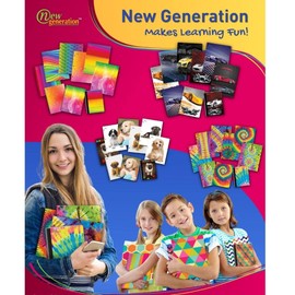 New Generation - Tie Dye 2 Pocket Folders , assorted designs Letter Size folders with 3 Hole Punch to use with your Binder, folders are Heavy Duty and Glossy Finish UV Laminated (6 PACK FOLDERS)