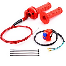 Riyitauto 7/8" 22mm Twist Throttle Accelerator Soft Rubble Handle Grip Cable kit for 50cc 90cc 110cc 125cc 4-Stroke SSR Coolster Apollo CRF50 Roketa Pit/Dirt/Mini Bike ATV Quad Pocket Bike(red)