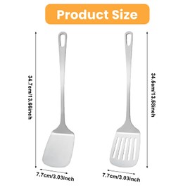 Ragyzity Stainless Steel Spatulas Set, Silver Slotted Turner Metal Spatula Wok Utensils Sturdy Kitchen Spatula Cooking Utensils, Ideal Cookware for Fish, Eggs, Pancake