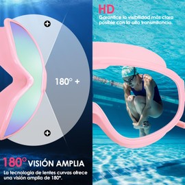 Nasjac Gafas de Natación Anti Niebla UV, 6 en 1 Anteojos de Natación Adultos, Kit Goggles Natacións Incluye Gorro, Auriculares y Clips para la Nariz, para mujeres y hombres