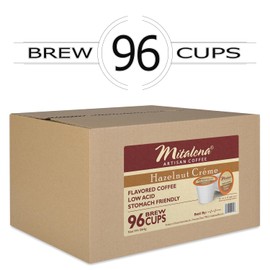 Mitalena Hazelnut Creme Low Acid Coffee Pods - 12 cups - Medium Roast Flavored Coffee for Keurig K cup Coffee Maker - Made with Organic Small Batch Artisan Coffee