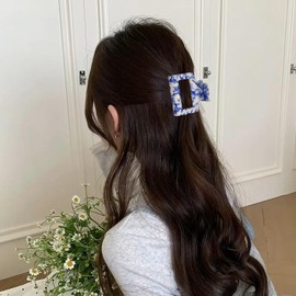 FRUZJAY Blue and White Porcelain Hair Clips for Women, Chinese Style Hair Claw Clips Strong Hold Hair Jaw Clamp Exquisite Porcelain Pattern Hair Barrettes Nonslip Hairpin Fashion Hair Accessories