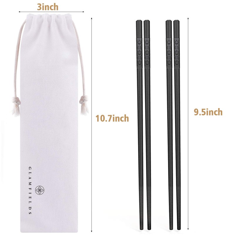 5 Pairs Fiberglass Chopsticks, GLAMFIELDS Reusable Japanese Chinese Chop sticks