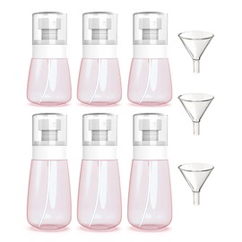 uadbau 6 Pack Small Spray Bottles Travel Size 3 Pack 1oz/30ml and 3 Pack 2oz/60ml with 3pcs Funnels, Empty Travel Spray Bottle, Fine Mist Mini Plastic Spray Bottles, Refillable Spray Bottles - Pink