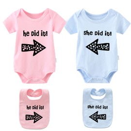 culbutomind Baby twins bodysuits She He did it Baby Clothes NewBorn girl clothes Twins Baby Gift(BLPI 9M)