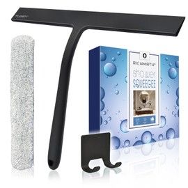 12 Inch Silicone Shower Squeegee with Microfiber Scrubber