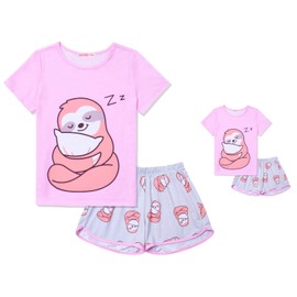 CHILDRENSTAR Kids Sloth Pajamas Matching Girls&Doll for American Girls Pjs Sets,Size 12 13