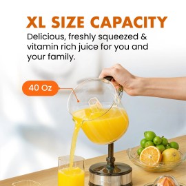 Elite Gourmet ETS740 BPA-Free Electric Citrus Juicer with 2 Cones, Compact, Large Volume, P...