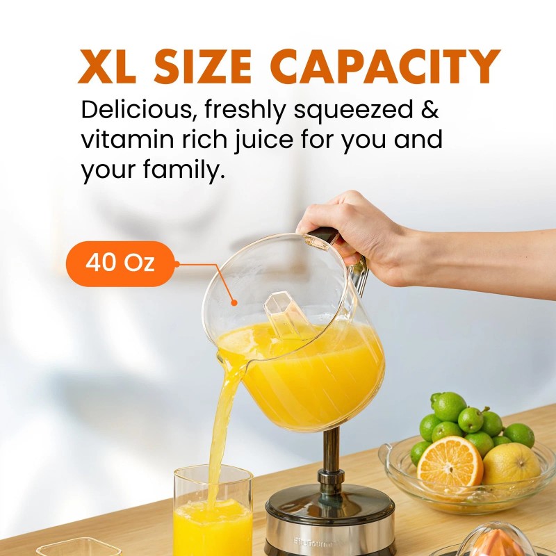 Elite Gourmet ETS740 BPA-Free Electric Citrus Juicer with 2 Cones,