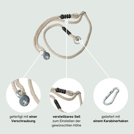 h2i Children's Tyre Swing Rope Set Including Carabiner for Hanging