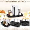 FODIENS Napkin Holder for Table, Rotating Napkin Dispenser with Salt